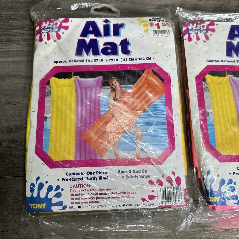 2 VTG Baywatch H2O Surf's Up Pamela Anderson Air Mat Tony NOS Pool Inflatable